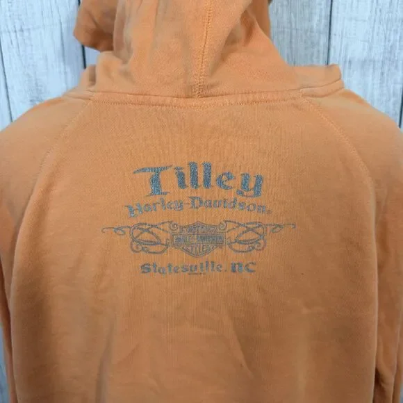 Harley-Davidson Motorcycles Women's XL Orange Long Sleeve Pullover Hoodie - Picture 4 of 8